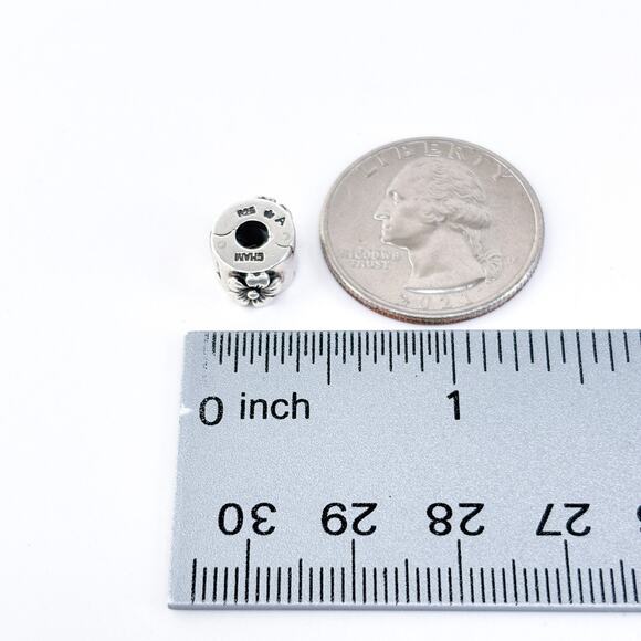 Vintage CHAM Thailand Sterling Silver 925 1cm Floral Clip Charm Bead - Picture 8 of 9